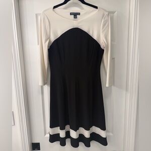 American Living Black and Cream Long Sleeve Dress